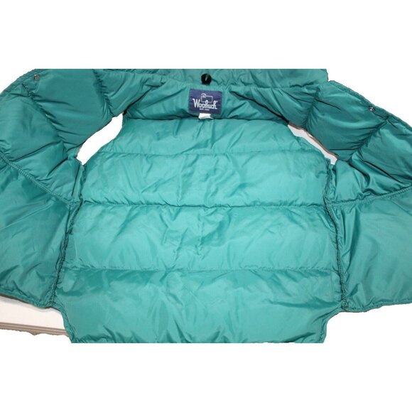 Vintage Woolrich Goose DOWN 80s Fall Winter Hunting HTF Teal Blue Vest Jacket S - Picture 6 of 7